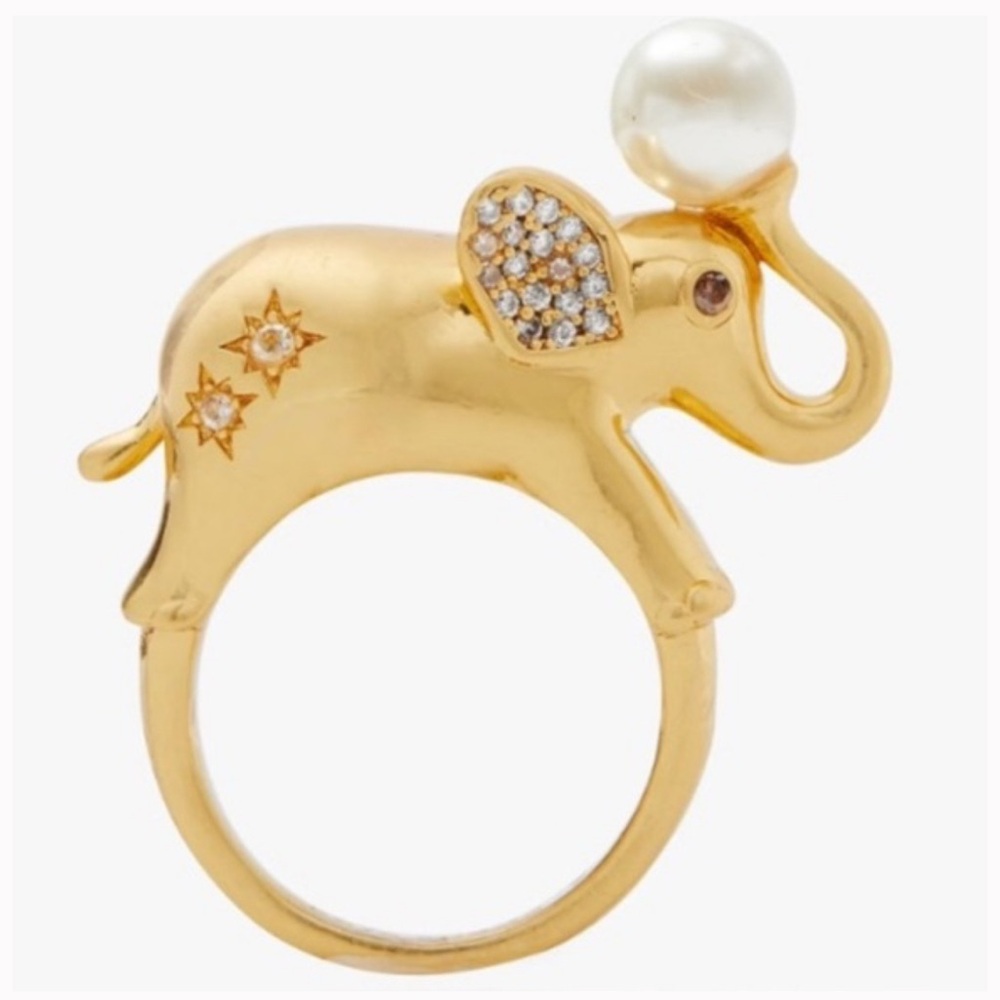 Kate Spade New York Winter Carnival Ring ~ Pearl Elephant Cocktail Ring